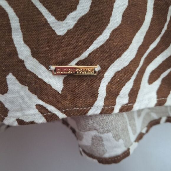 Ellen Tracy Womens Top Cold Shoulder Linen Animal Print Coastal Boho Chic Small - Picture 9 of 14